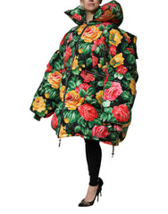 Dolce & Gabbana Multicolor Floral Puffer Hooded Jacket - IT42|M - Puffer Jackets