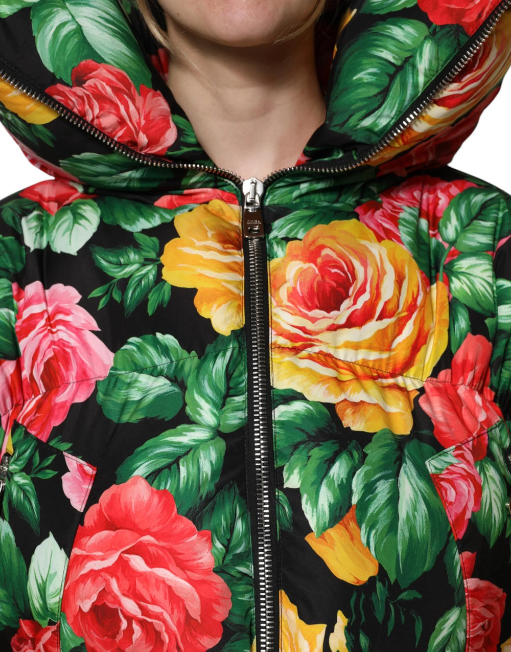 Dolce & Gabbana Multicolor Floral Puffer Hooded Jacket - IT42|M - Puffer Jackets