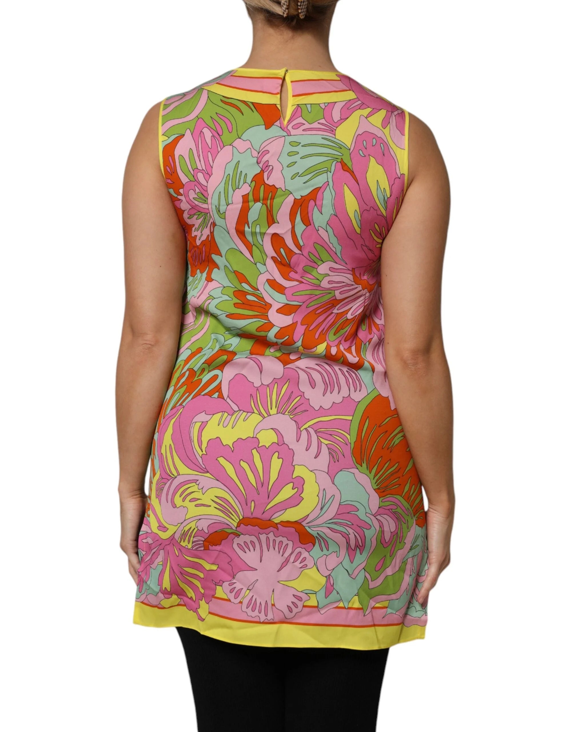 Dolce & Gabbana Multicolor Floral Roundneck Sleeveless Top - IT48 | XL - Tank Tops