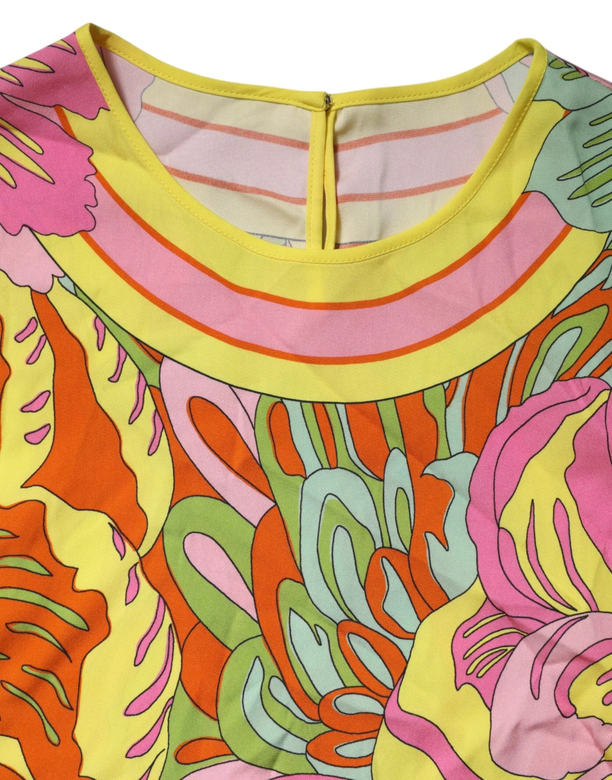 Dolce & Gabbana Multicolor Floral Roundneck Sleeveless Top - IT48 | XL - Tank Tops