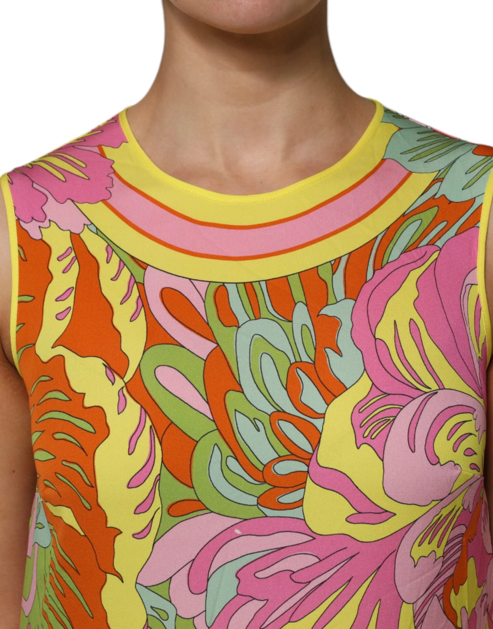 Dolce & Gabbana Multicolor Floral Roundneck Sleeveless Top - IT48 | XL - Tank Tops