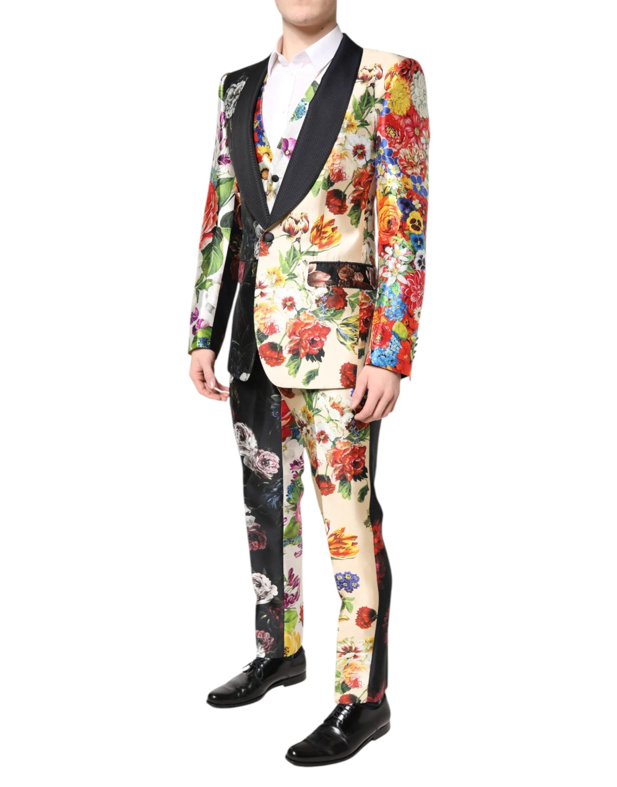 Dolce & Gabbana Multicolor Floral SICILIA Silk 3 Piece Suit - IT48 | M - Tuxedos