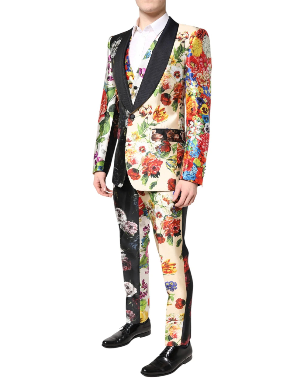 Dolce & Gabbana Multicolor Floral SICILIA Silk 3 Piece Suit - IT48 | M - Tuxedos