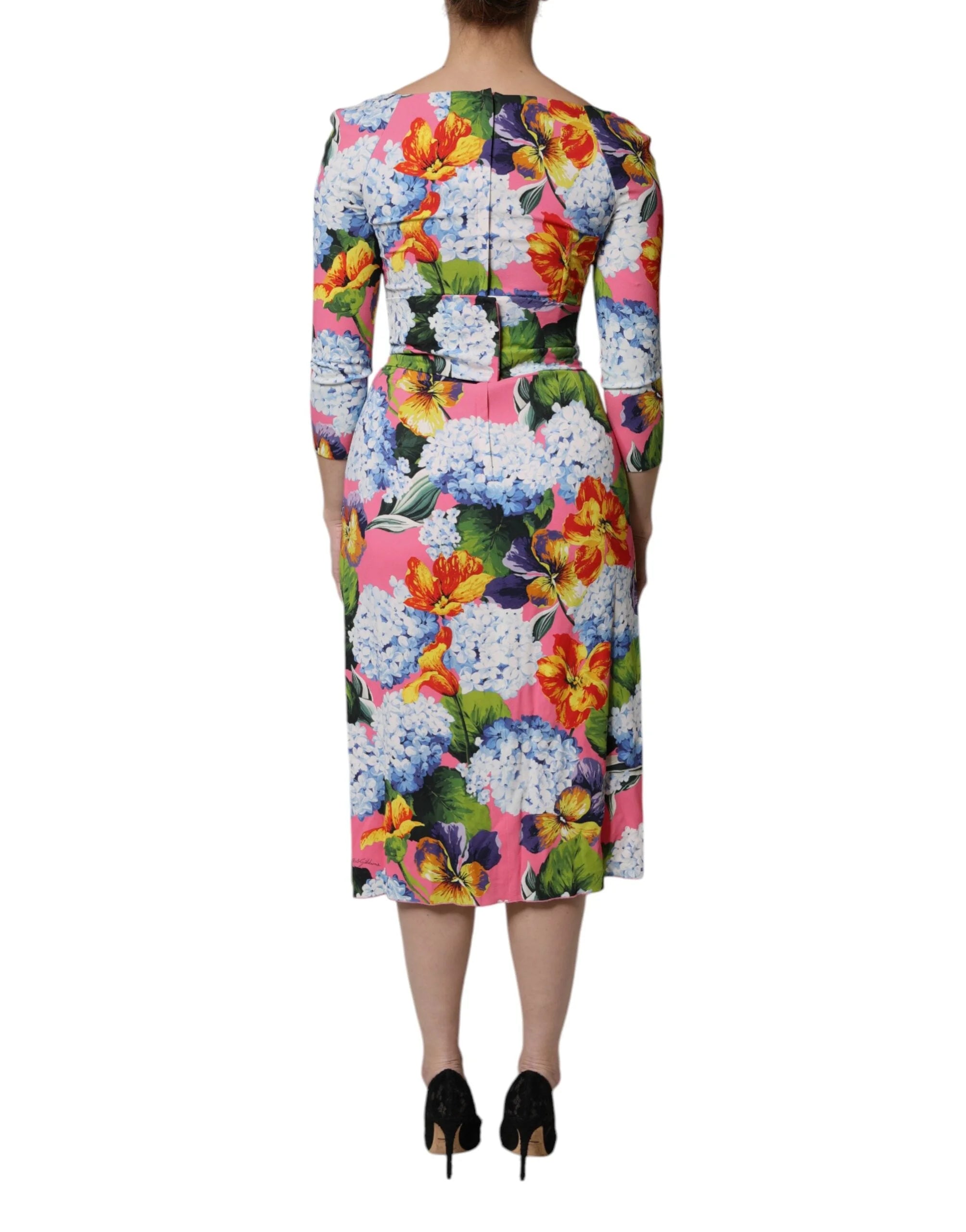 Dolce & Gabbana Multicolor Floral Side Slit Midi Dress - Dresses