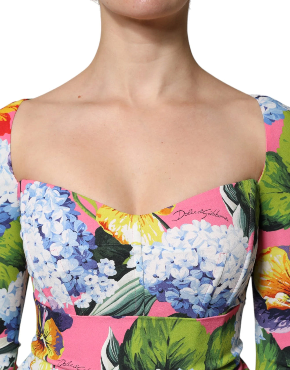Dolce & Gabbana Multicolor Floral Side Slit Midi Dress - Dresses