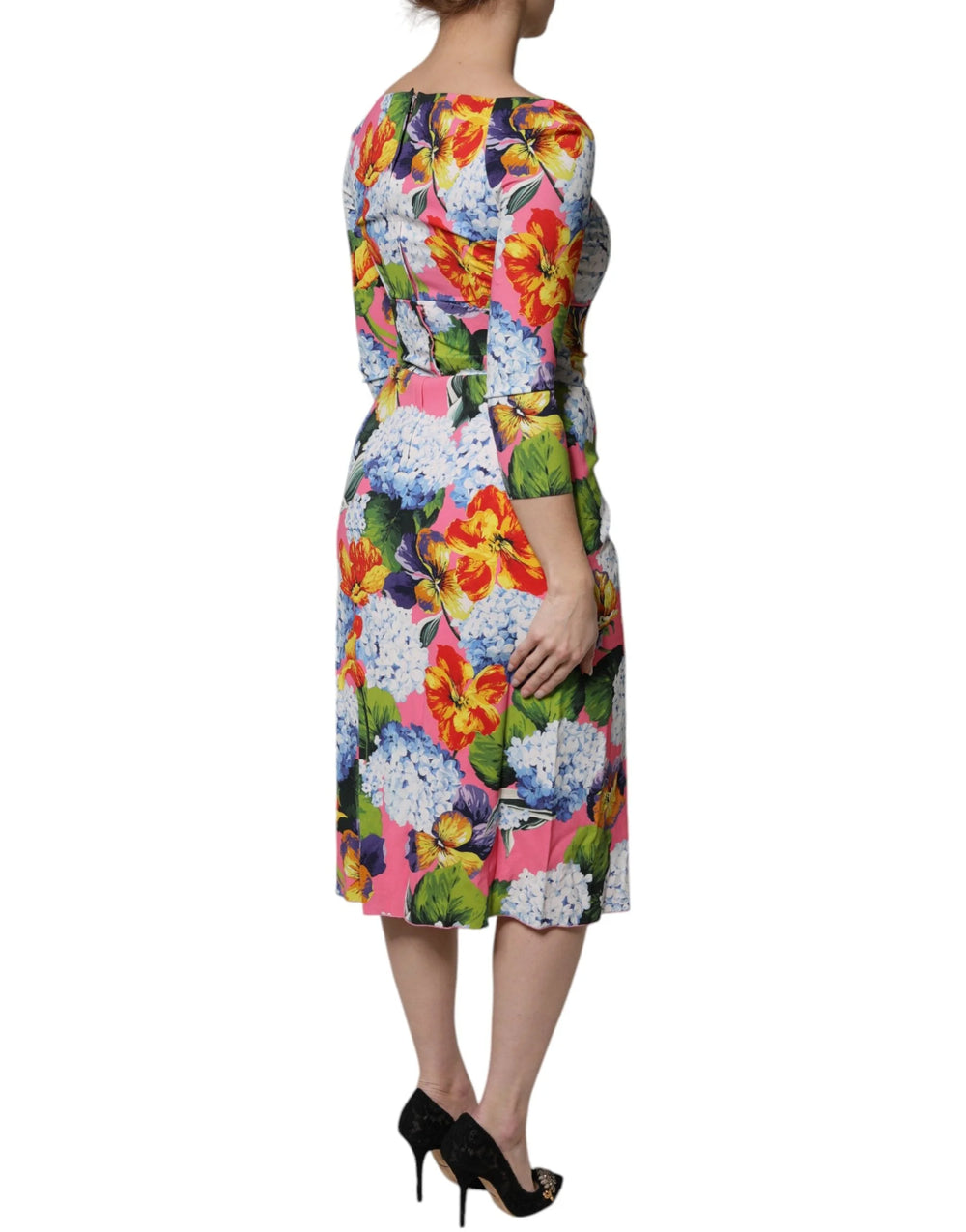 Dolce & Gabbana Multicolor Floral Side Slit Midi Dress - Dresses