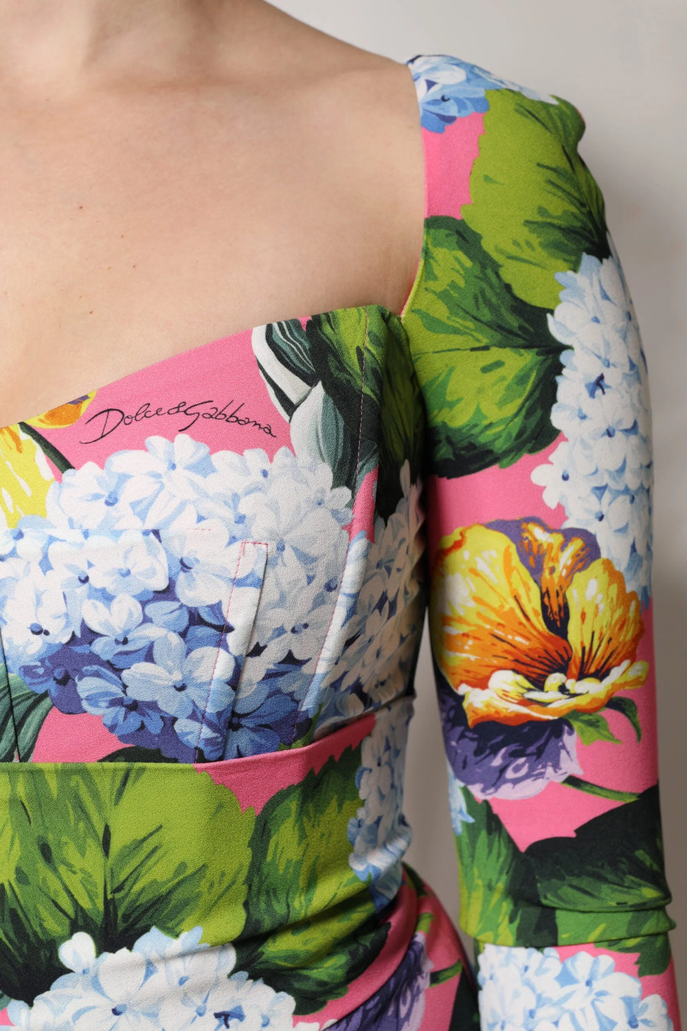 Dolce & Gabbana Multicolor Floral Side Slit Midi Dress - Dresses