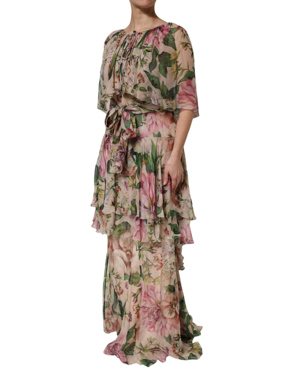 Dolce & Gabbana Multifarvet Blomstret Silke Lagdelt Maxikjole - IT42|M - Kjoler