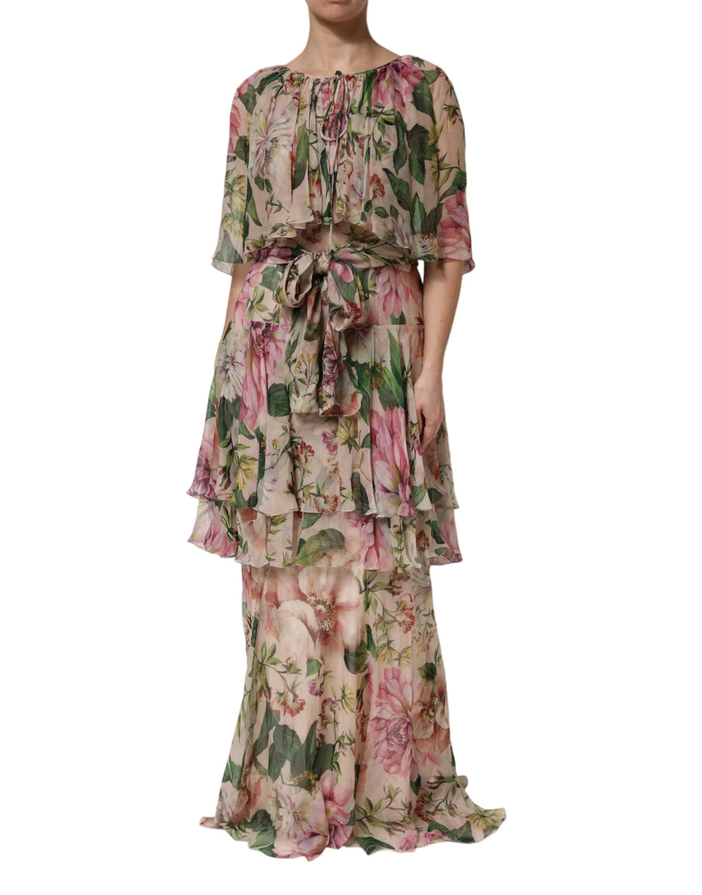 Dolce & Gabbana Multifarvet Blomstret Silke Lagdelt Maxikjole - IT42|M - Kjoler