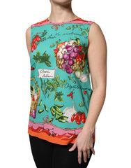Dolce & Gabbana Multicolor Floral Silk Sleeveless Tank Top - IT42|M - Tank Tops