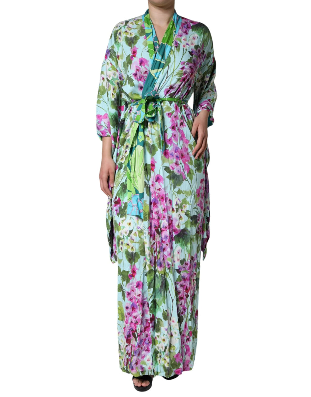 Dolce & Gabbana Multicolor Floral Silk Stretch Wrap Dress - IT42|M - Dresses