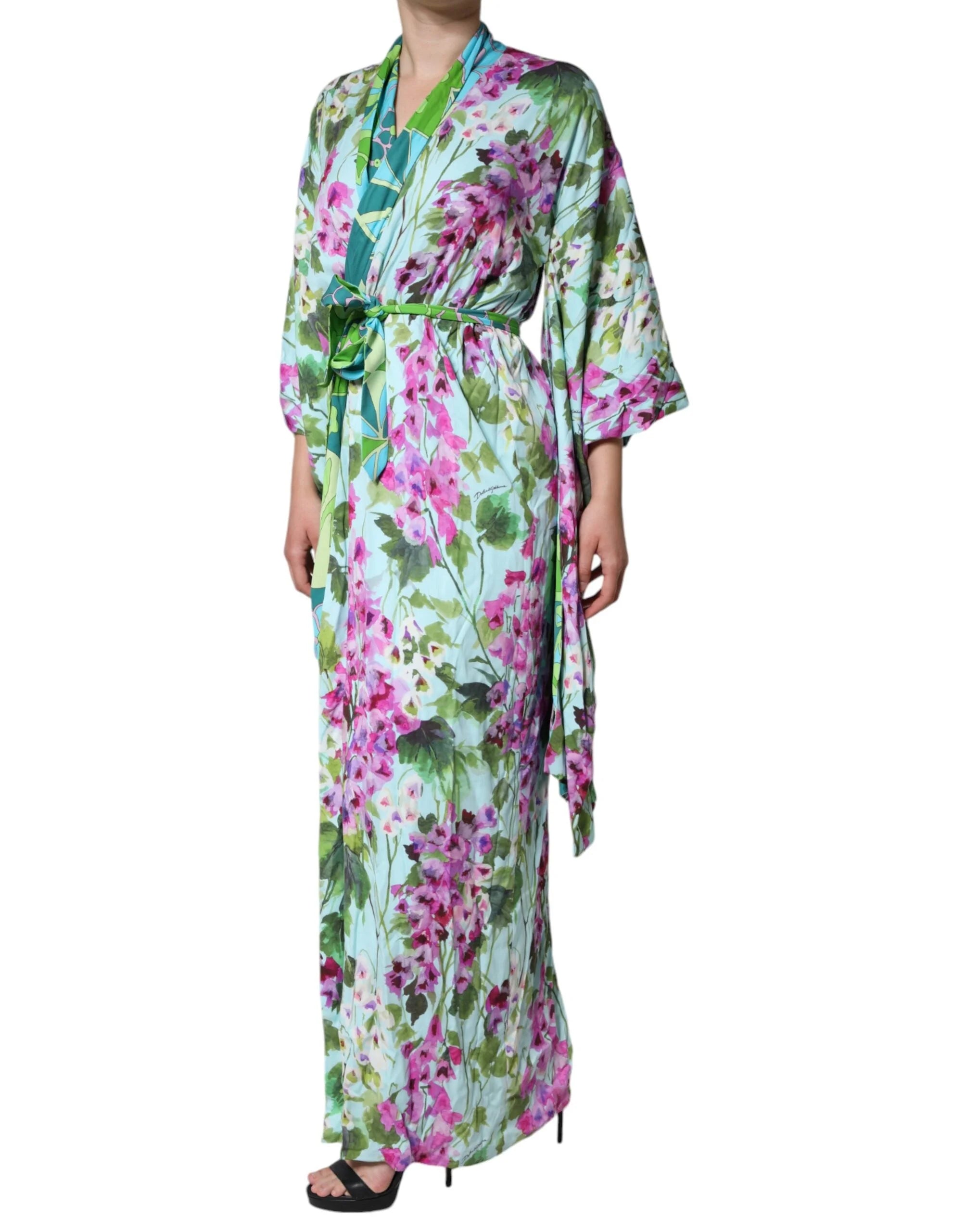 Dolce & Gabbana Multicolor Floral Silk Stretch Wrap Dress - IT42|M - Dresses