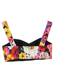 Dolce & Gabbana Multicolor Floral Sleeveless Bustier Crop Top - IT36|XXS - Tank Tops