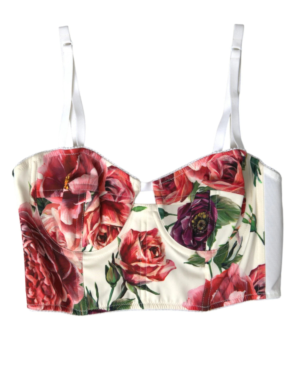 Dolce & Gabbana Multicolor Floral Sleeveless Bustier Crop Top - IT40|S - Crop Tops