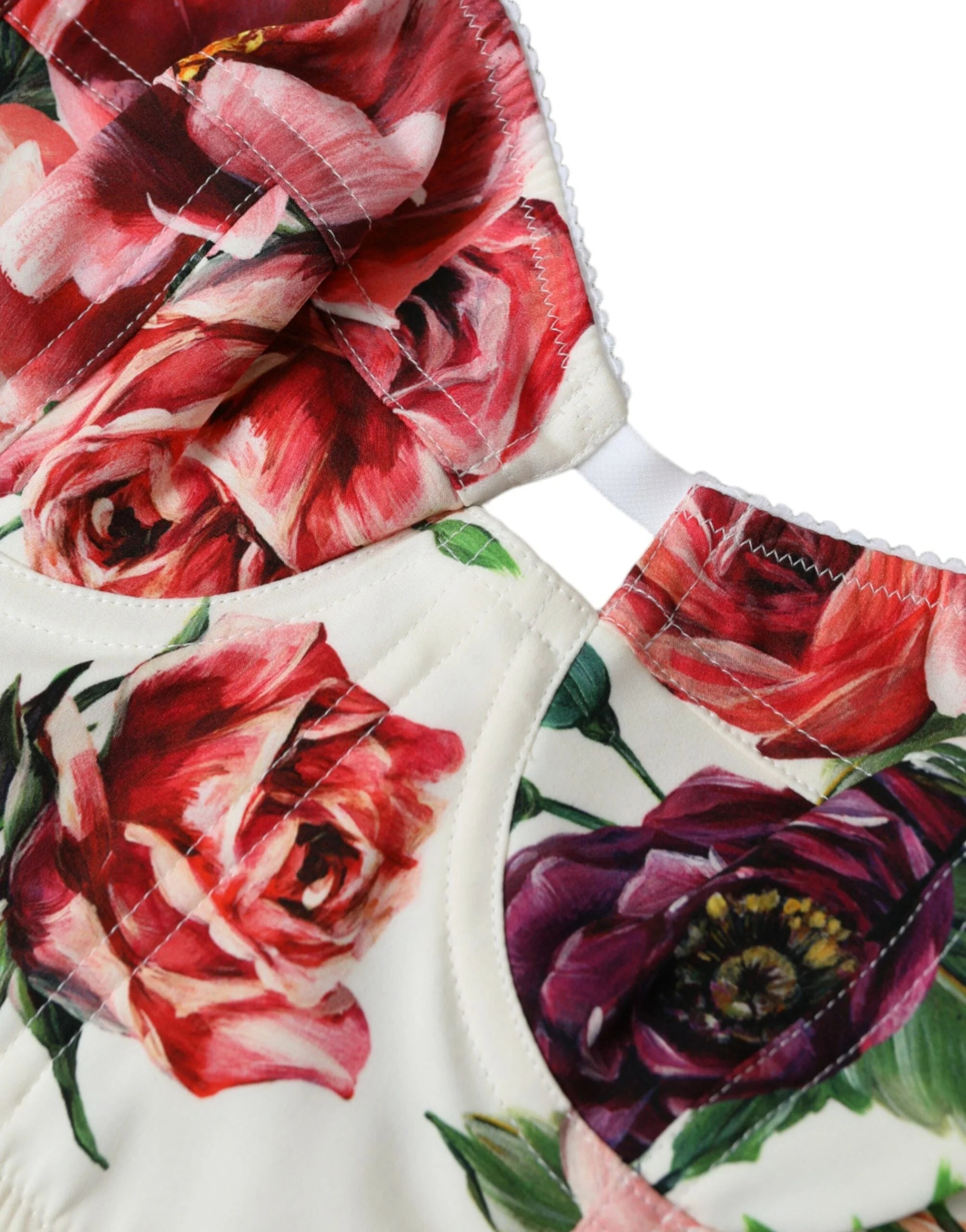 Dolce & Gabbana Multicolor Floral Sleeveless Bustier Crop Top - IT40|S - Crop Tops