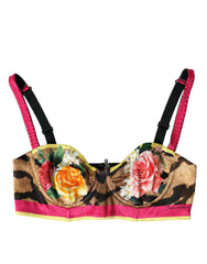 Dolce & Gabbana Multicolor Floral Sleeveless Bustier Crop Top - IT40|S - Bras