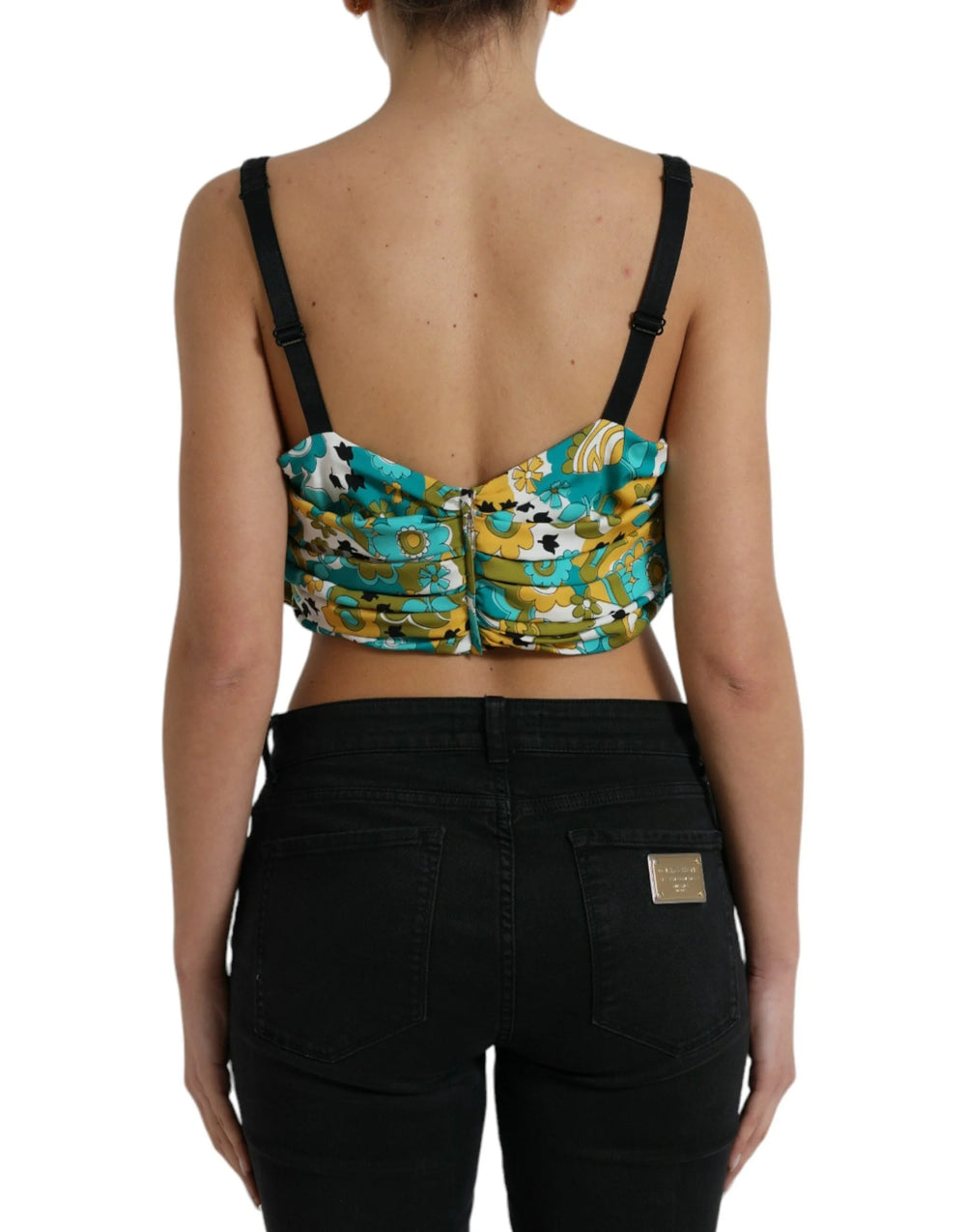 Dolce & Gabbana Multicolor Floral Sleeveless Cropped Top - IT50 | XXL - Tank Tops