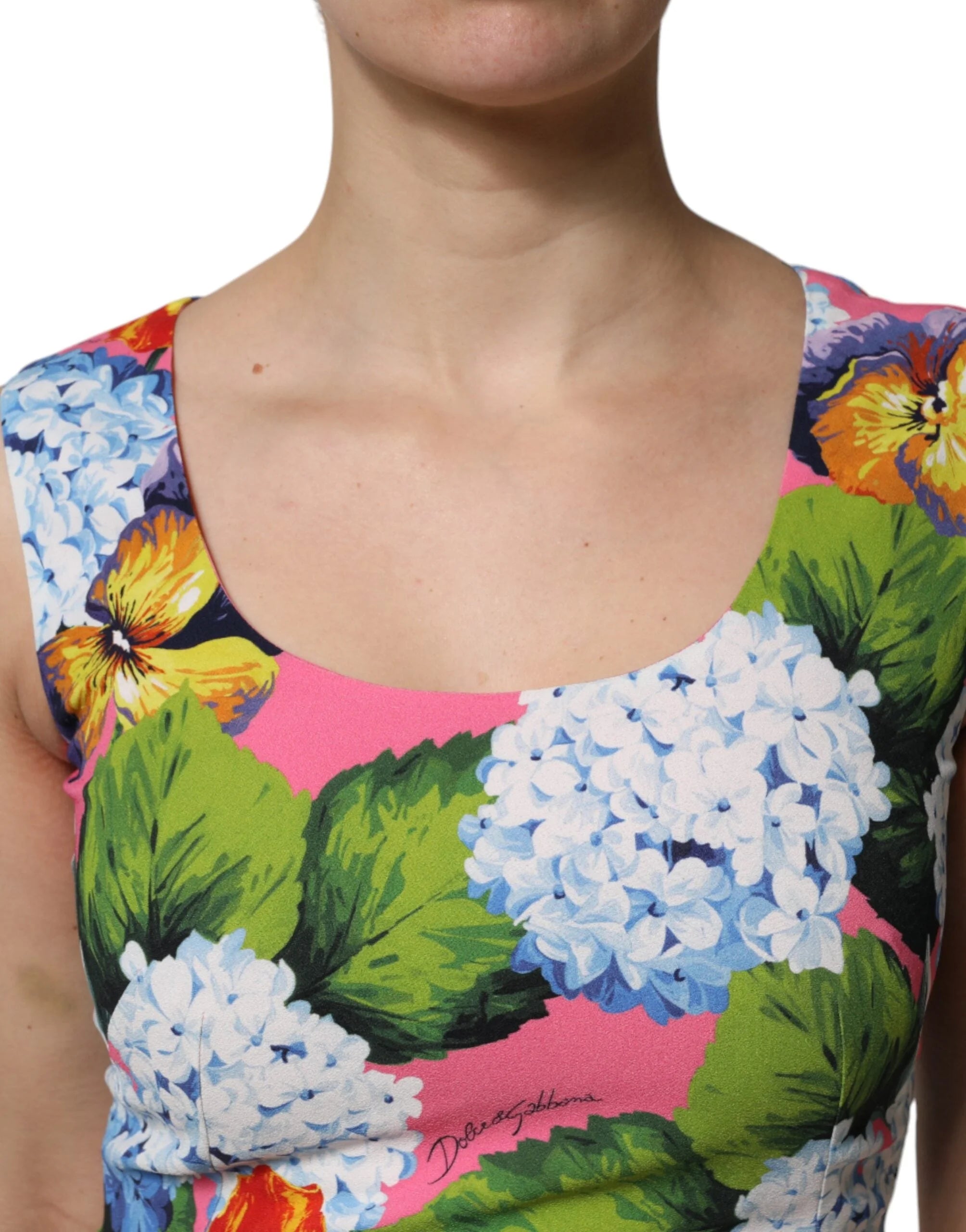 Dolce & Gabbana Multicolor Floral Sleeveless Sheath Dress - IT36|XXS