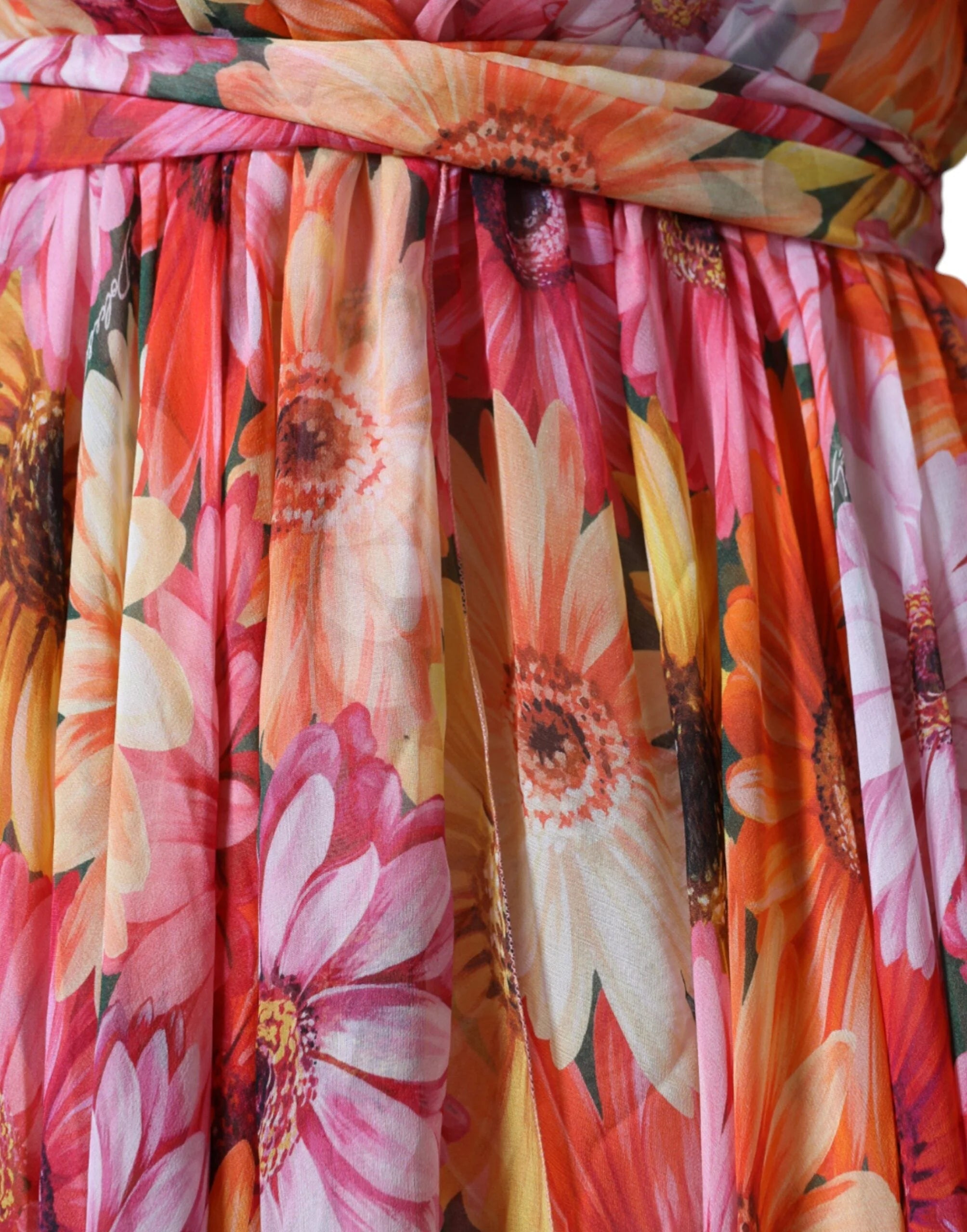 Dolce & Gabbana Multicolor Floral Sleeveless V-neck Midi Dress - IT42|M - Dresses