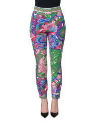 Dolce & Gabbana Multicolor Floral Stretch Jersey Leggings Pants - IT38 | XS