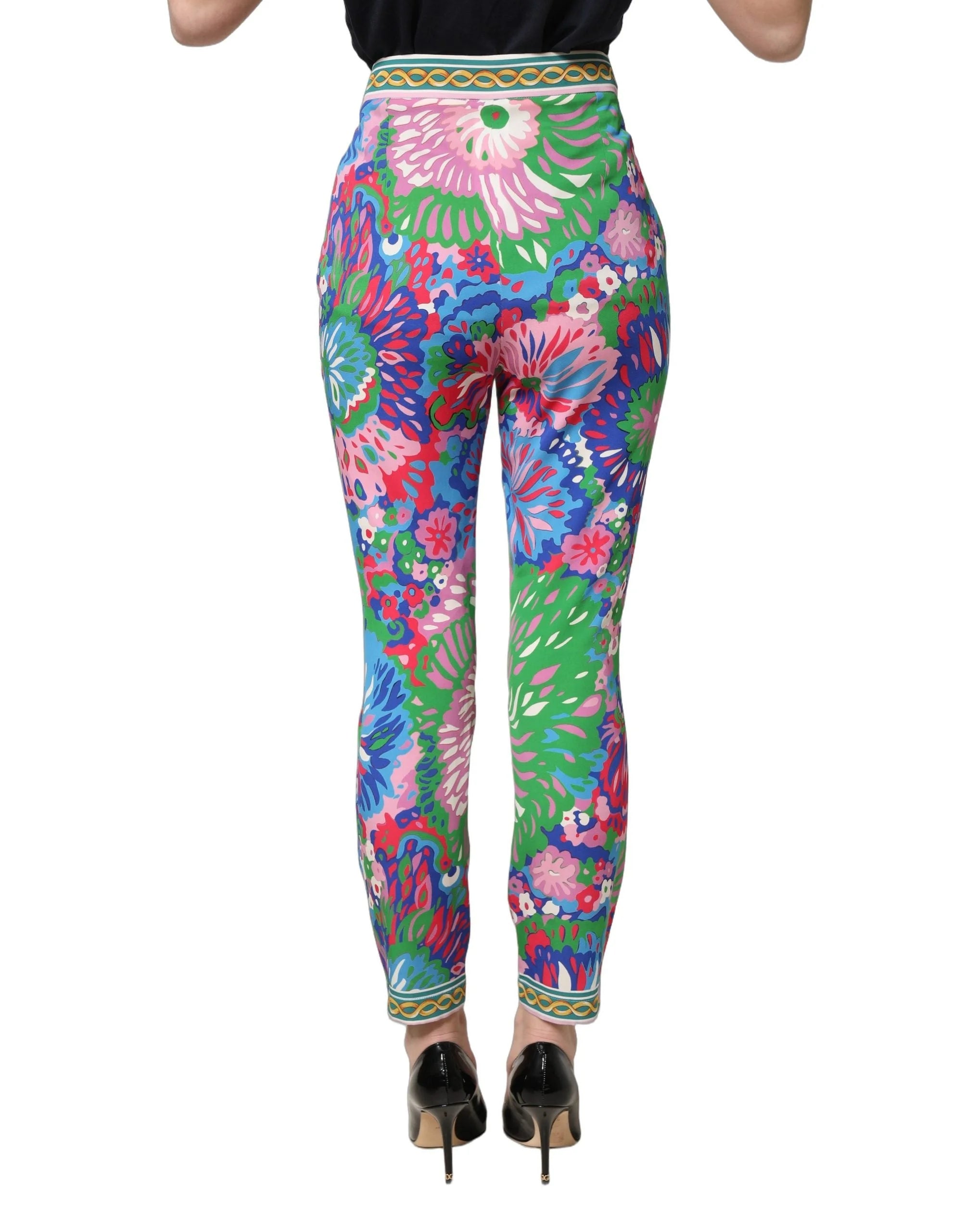 Dolce & Gabbana Multicolor Floral Stretch Jersey Leggings Pants - IT38 | XS