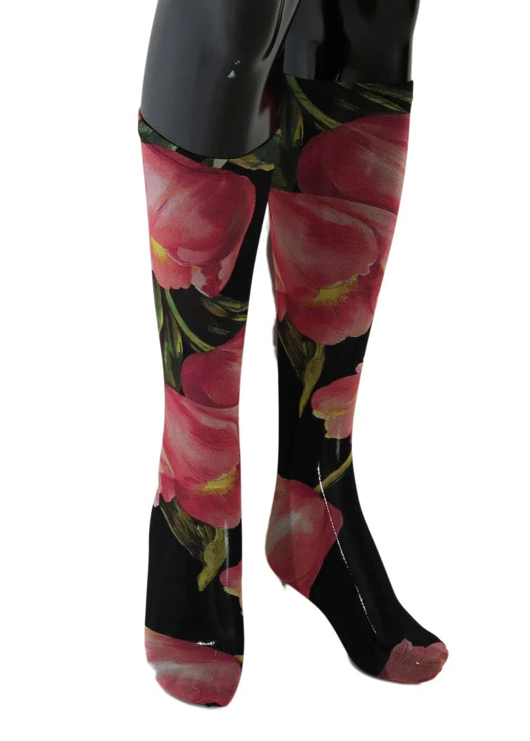 Dolce & Gabbana Multicolor Floral Tulip Nylon Socks - Hosiery