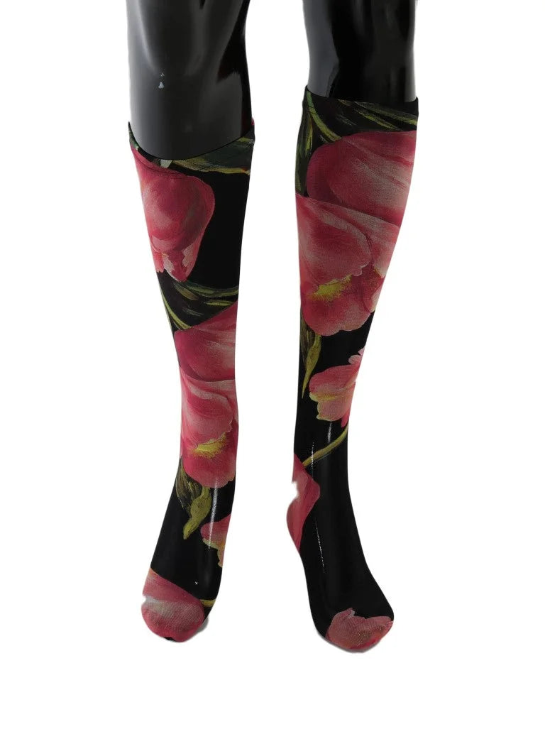 Dolce & Gabbana Multicolor Floral Tulip Nylon Socks - Hosiery