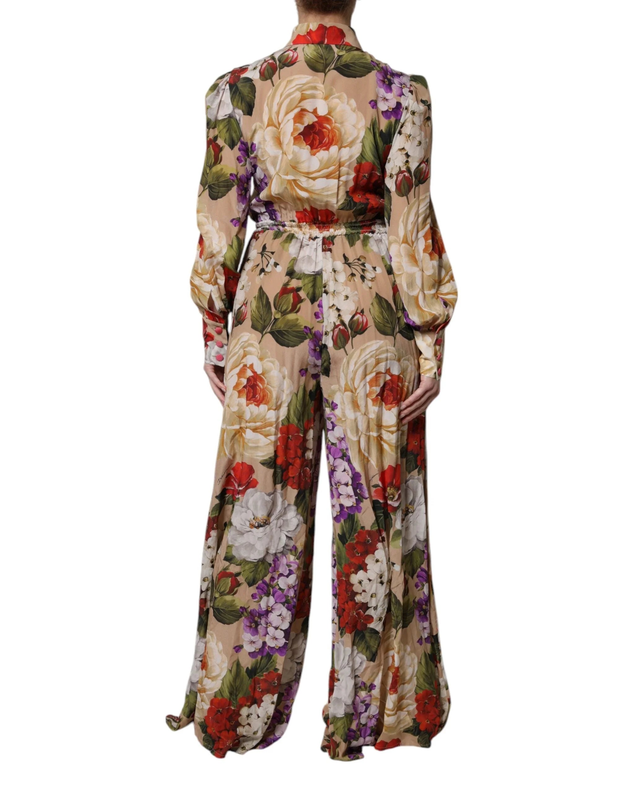 Dolce & Gabbana Multicolor Floral Wide Leg Jumpsuit Dress - One-Pieces