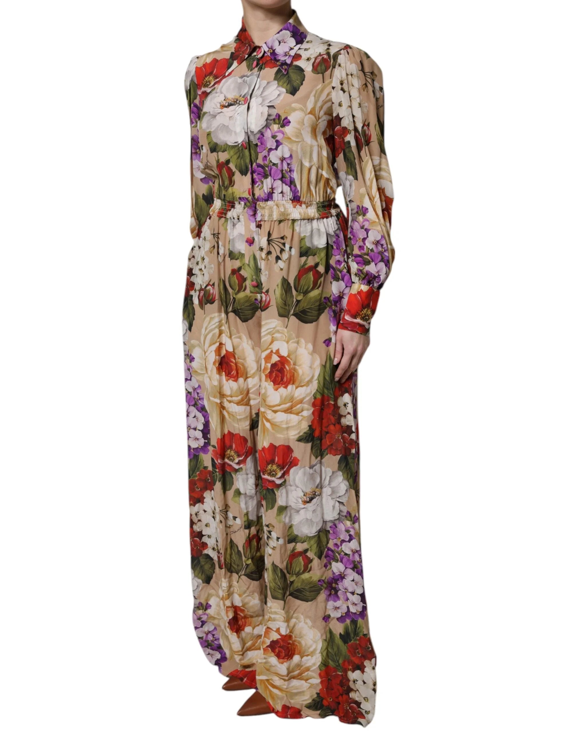 Dolce & Gabbana Multicolor Floral Wide Leg Jumpsuit Dress - One-Pieces