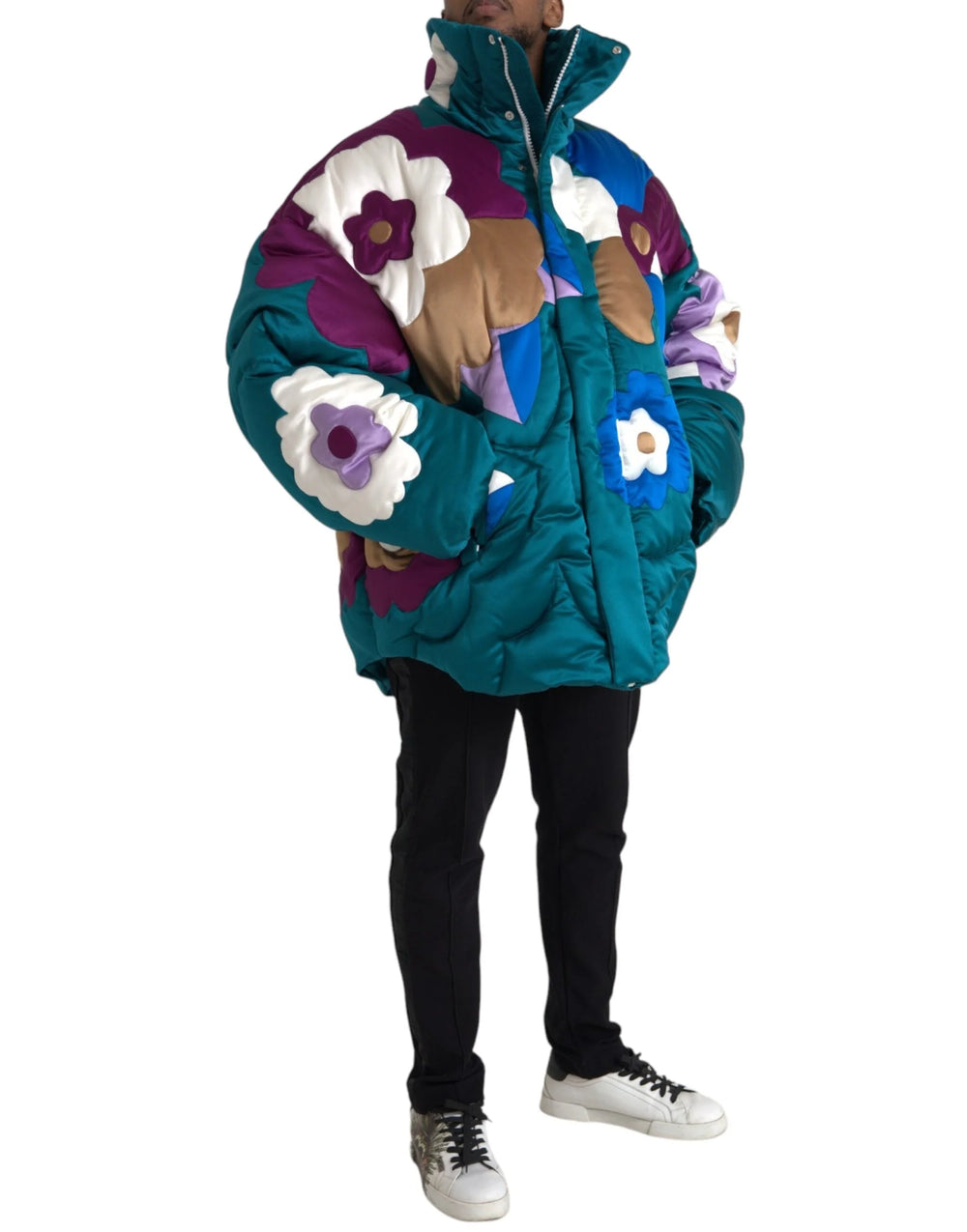 Dolce & Gabbana Multicolor Floral Windbreaker Puffer Jacket - IT52 | XL - Windbreakers