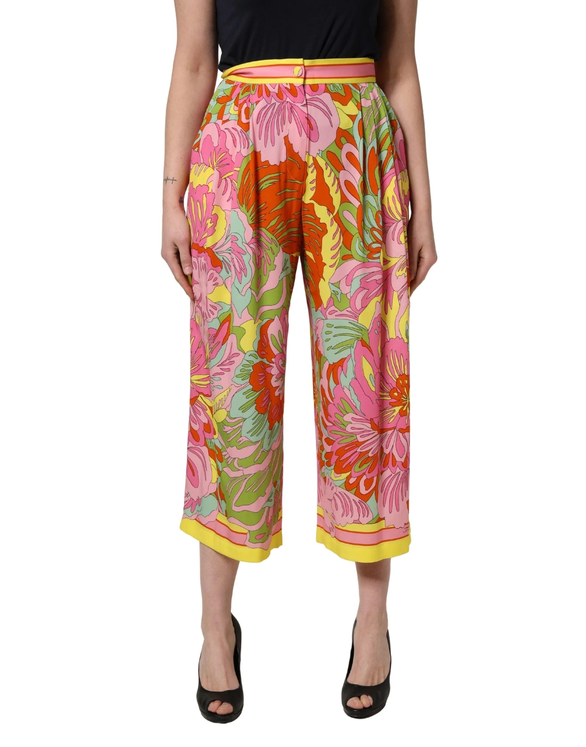 Pantalon croisé Dolce & Gabbana multicolore à imprimé floral