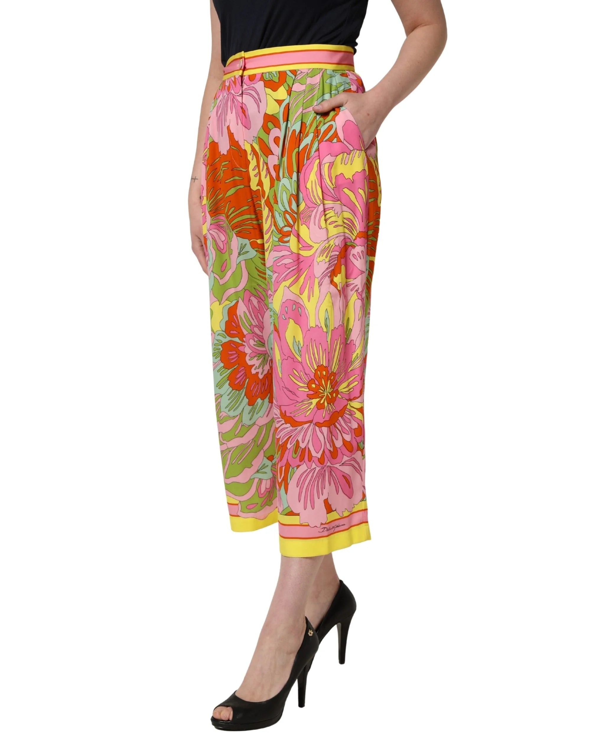 Pantalon croisé Dolce & Gabbana multicolore à imprimé floral