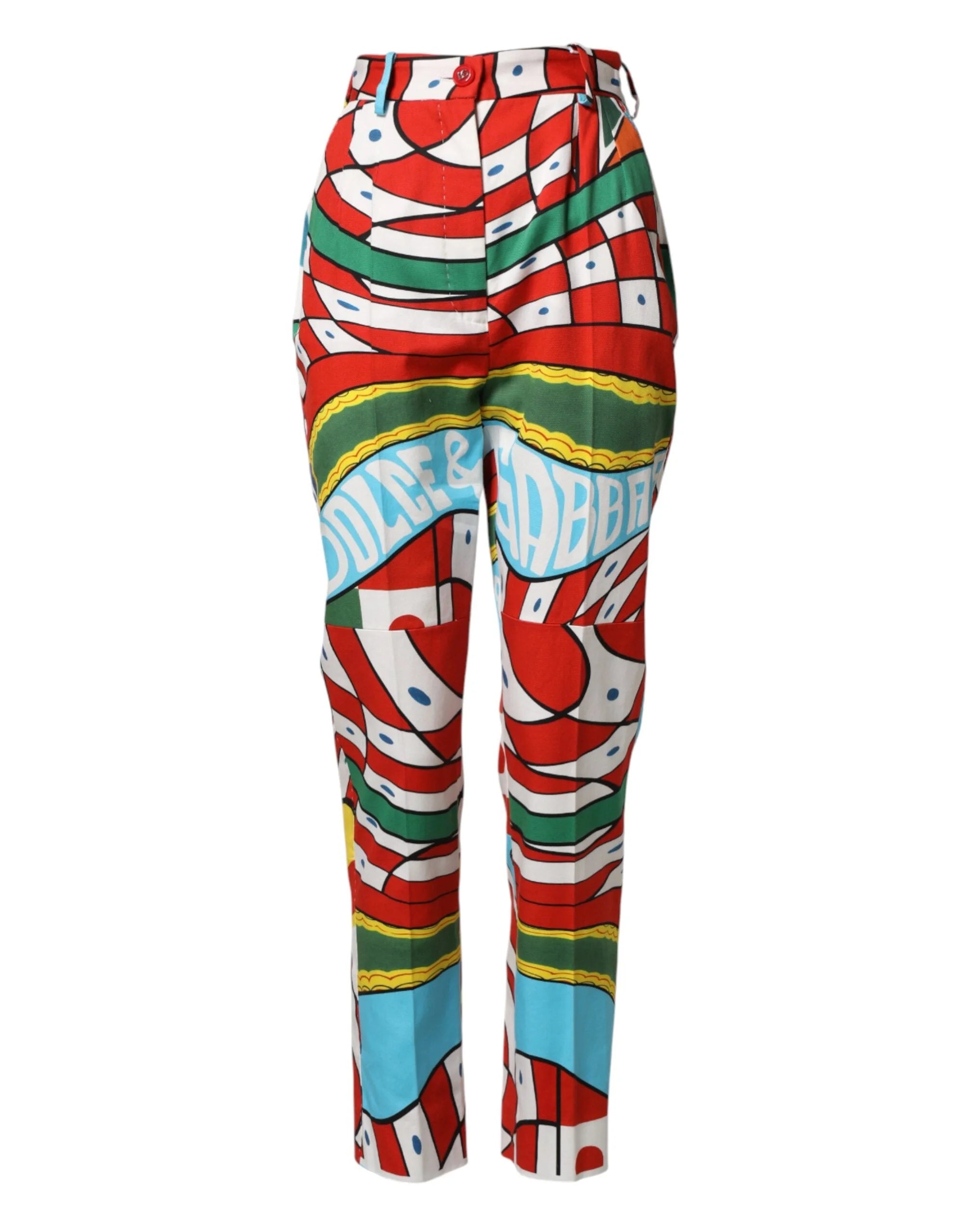 Dolce & Gabbana Multicolor Geometric Pattern Straight Pants - IT40|S