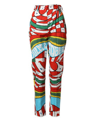 Dolce & Gabbana Multicolor Geometric Pattern Straight Pants - IT40|S