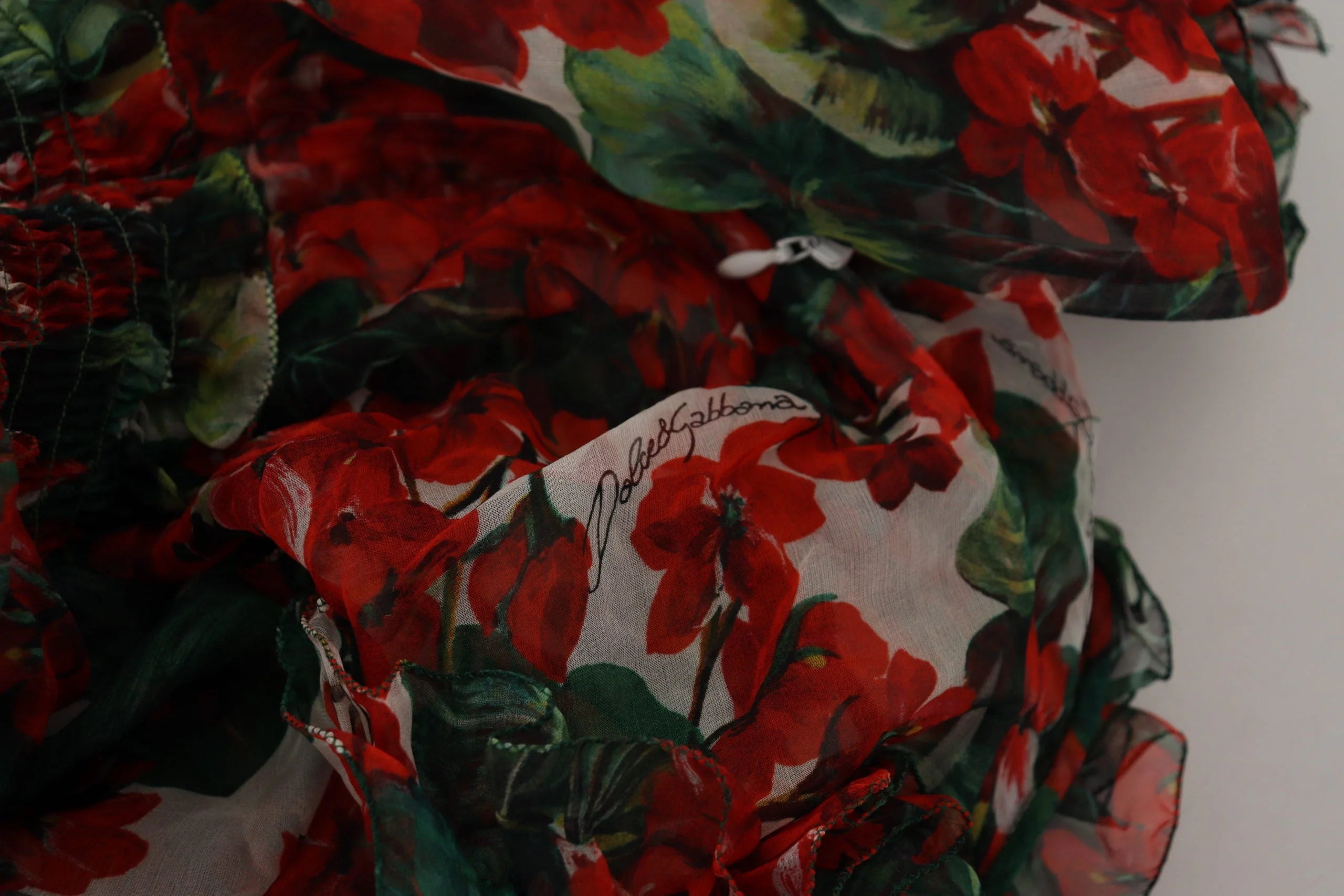 Dolce & Gabbana Multicolor Geranium A-line Knee Length Dress - IT40|S - Dresses