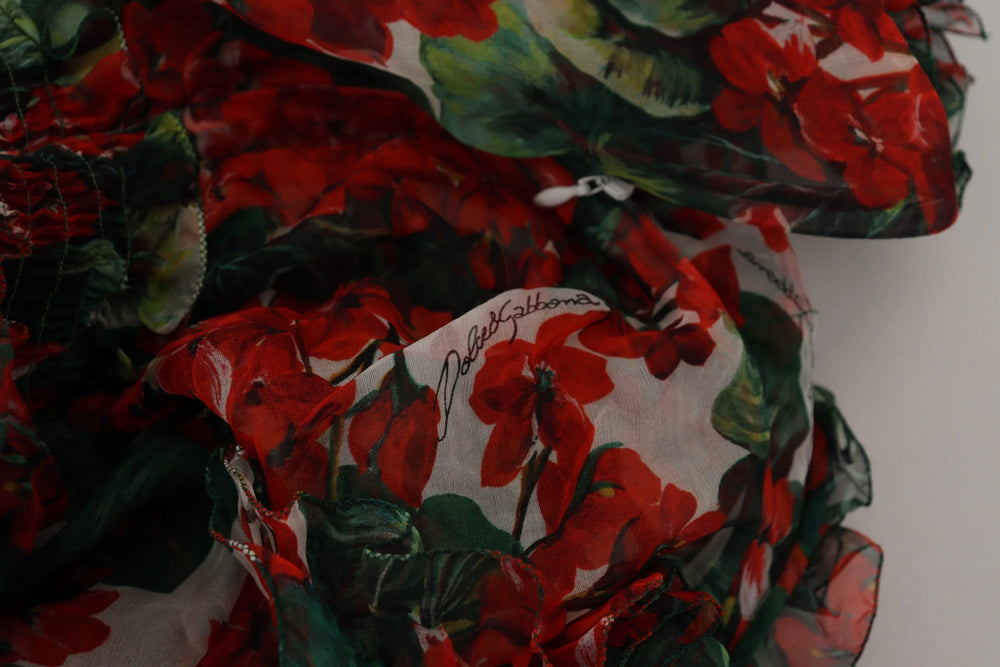 Dolce & Gabbana Multicolor Geranium A-line Knee Length Dress - IT40|S - Dresses