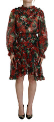 Dolce & Gabbana Multicolor Geranium A-line Knee Length Dress - IT40|S - Dresses