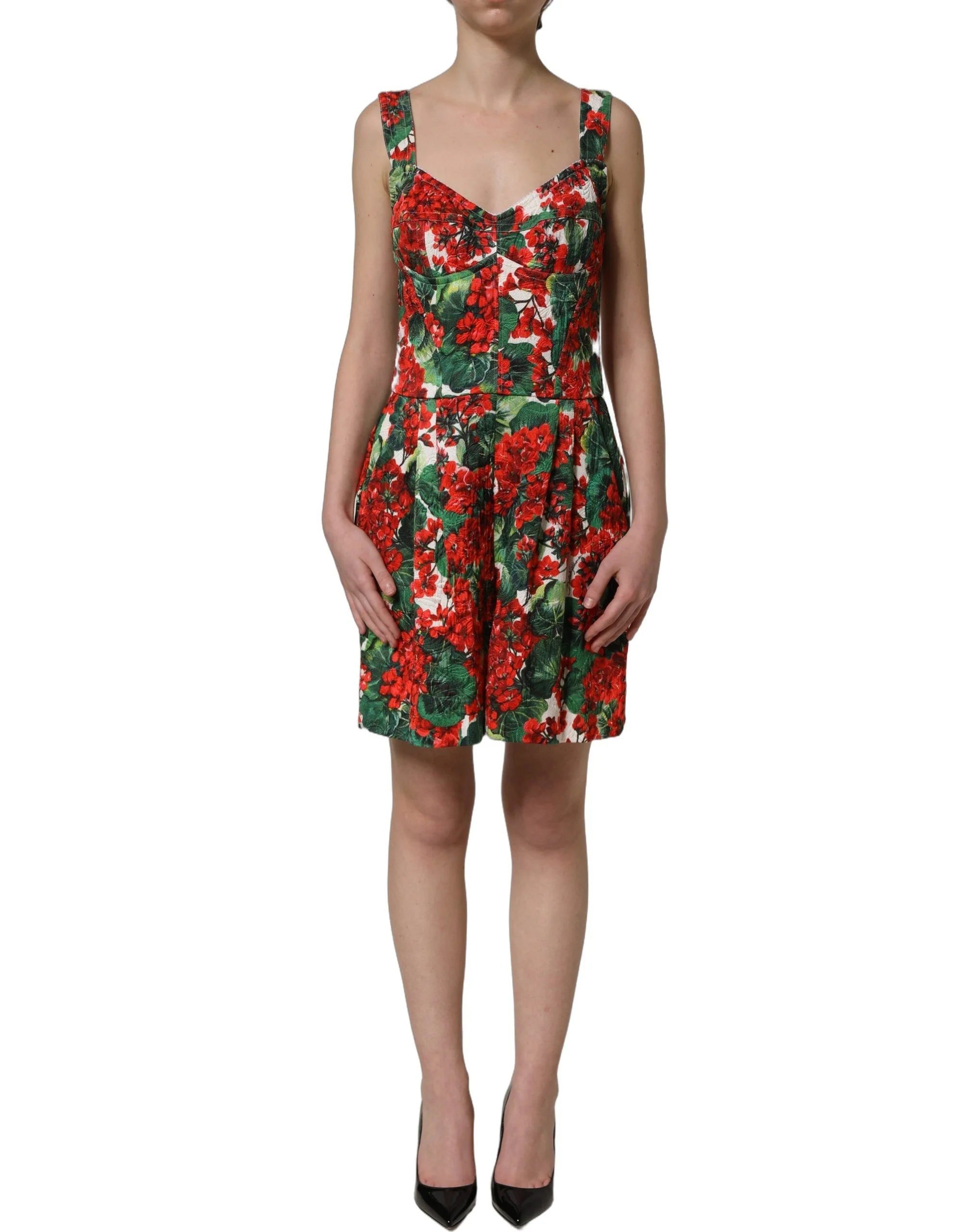 Dolce & Gabbana Multicolor Geranium Print A-line Mini Dress - IT38 | XS