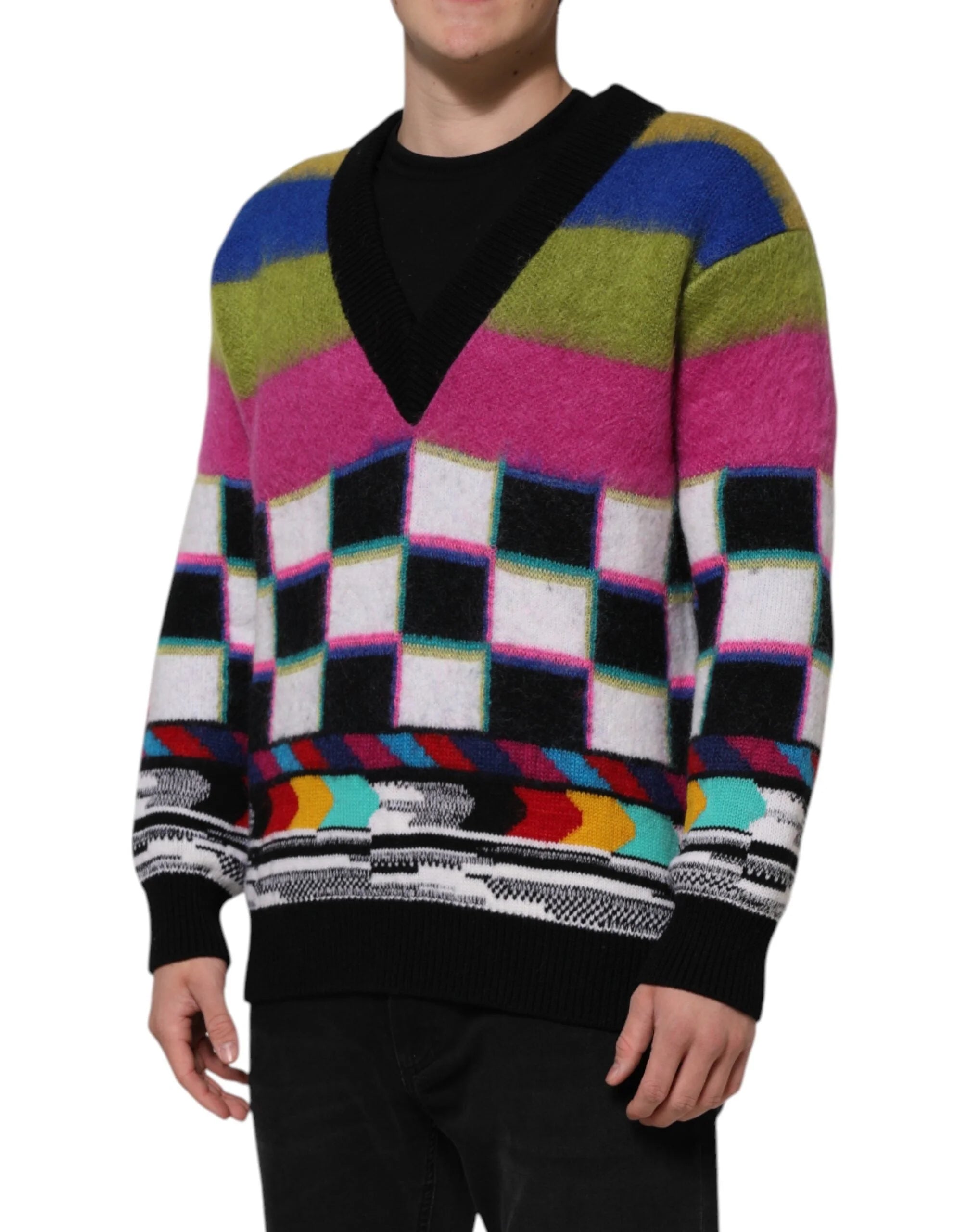 Dolce & Gabbana Multicolor Glitch Design Pullover Sweater - IT42 | XS - Sweaters