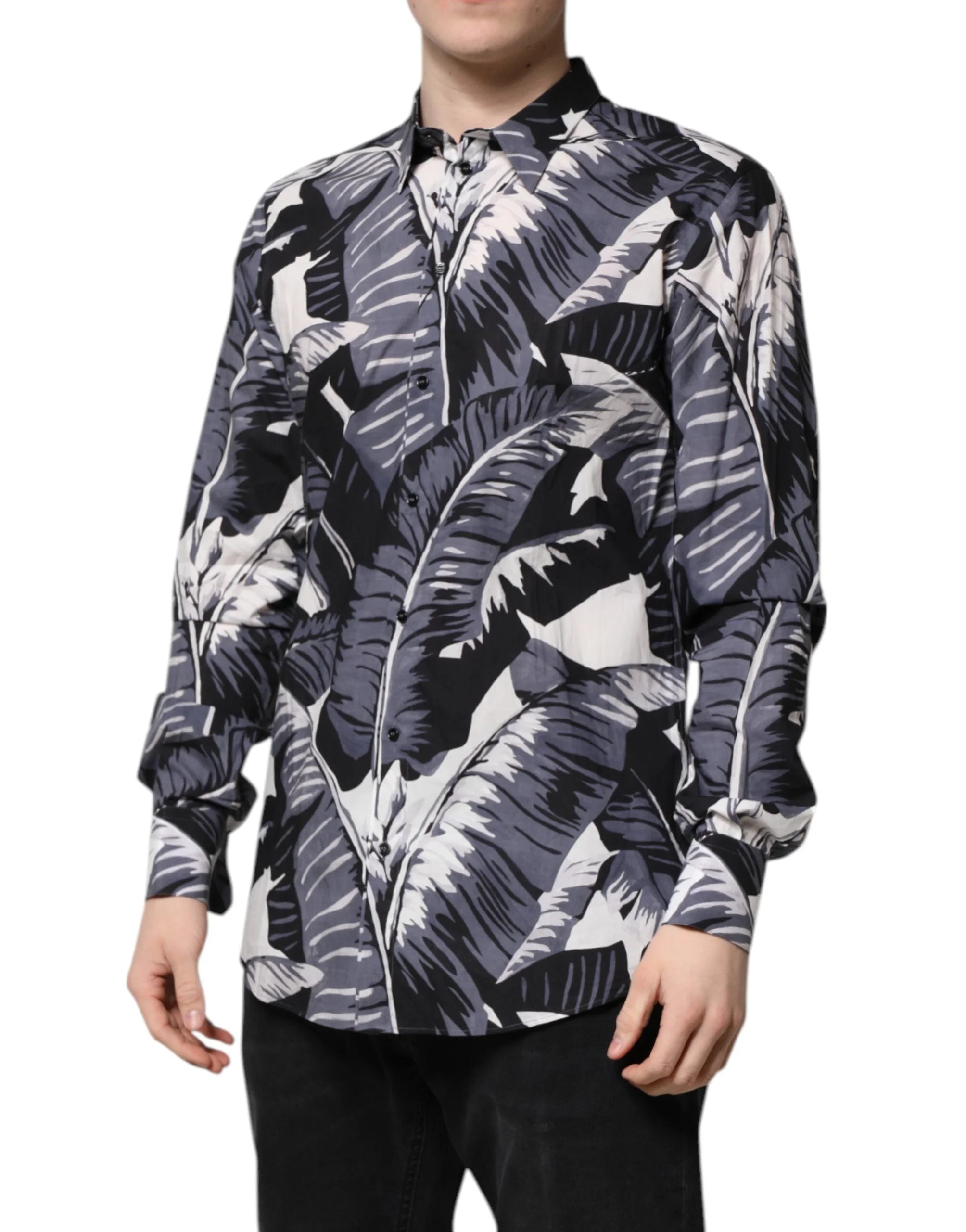 Dolce & Gabbana Multicolor GOLD Cotton Banana Leaf Print Shirt - IT41 | L - Shirts