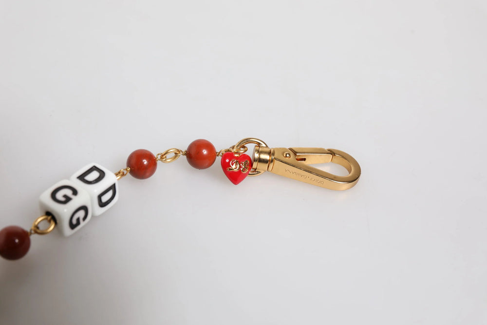Dolce & Gabbana Multicolor Gold Tone Brass Chain DG Logo Dice Bracelet - Bracelets
