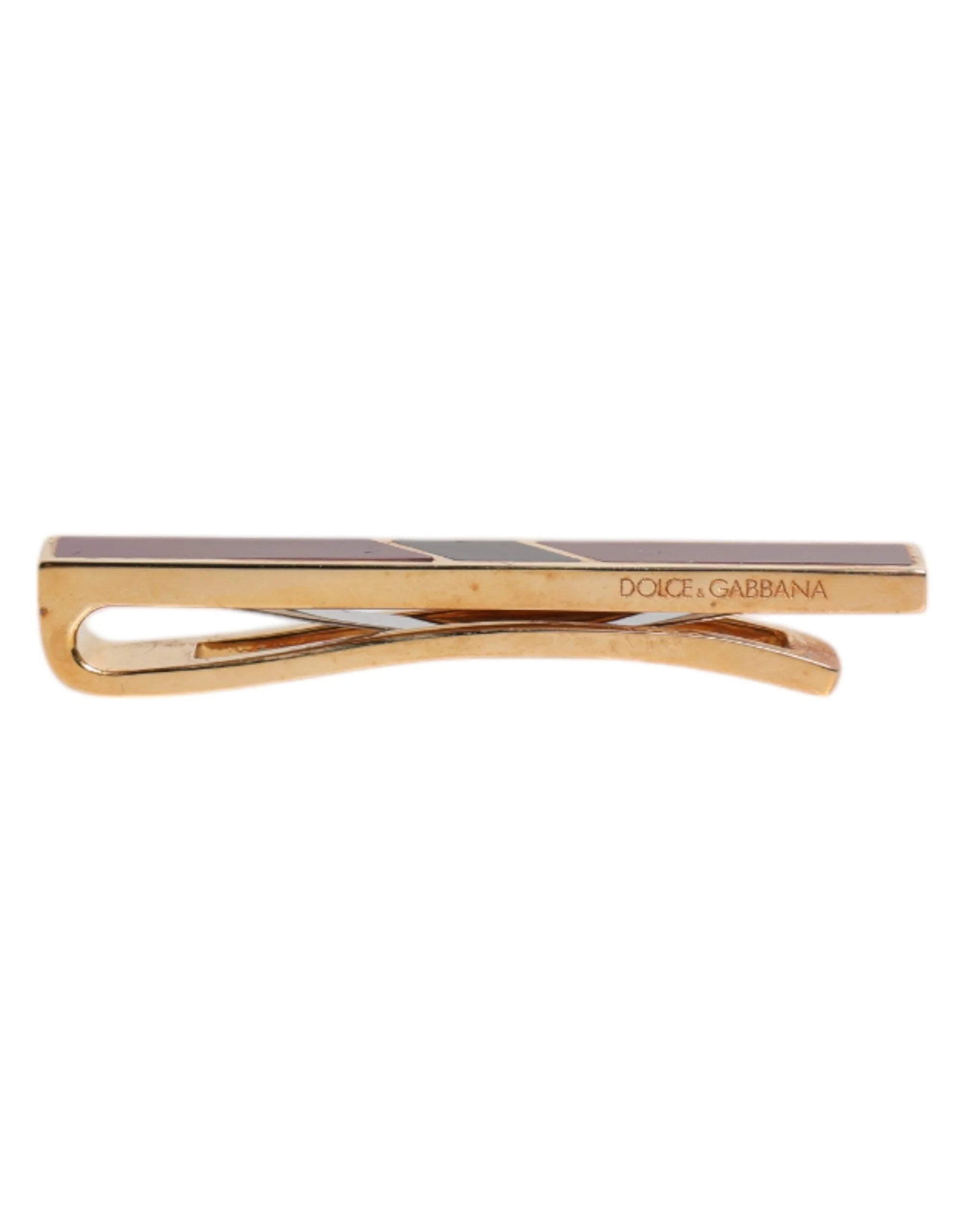 Dolce & Gabbana Multicolor Gold Tone Brass Tie Clip Bar - Tie Clips