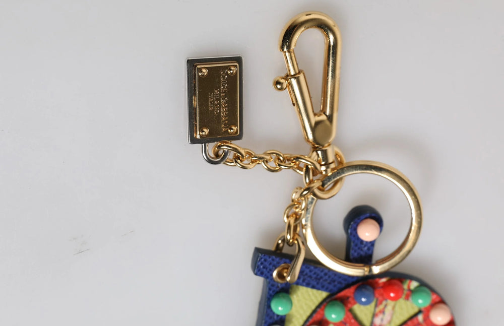 Dolce & Gabbana Multicolor Gold Tone Carretto Keychain Keyring - Keychains