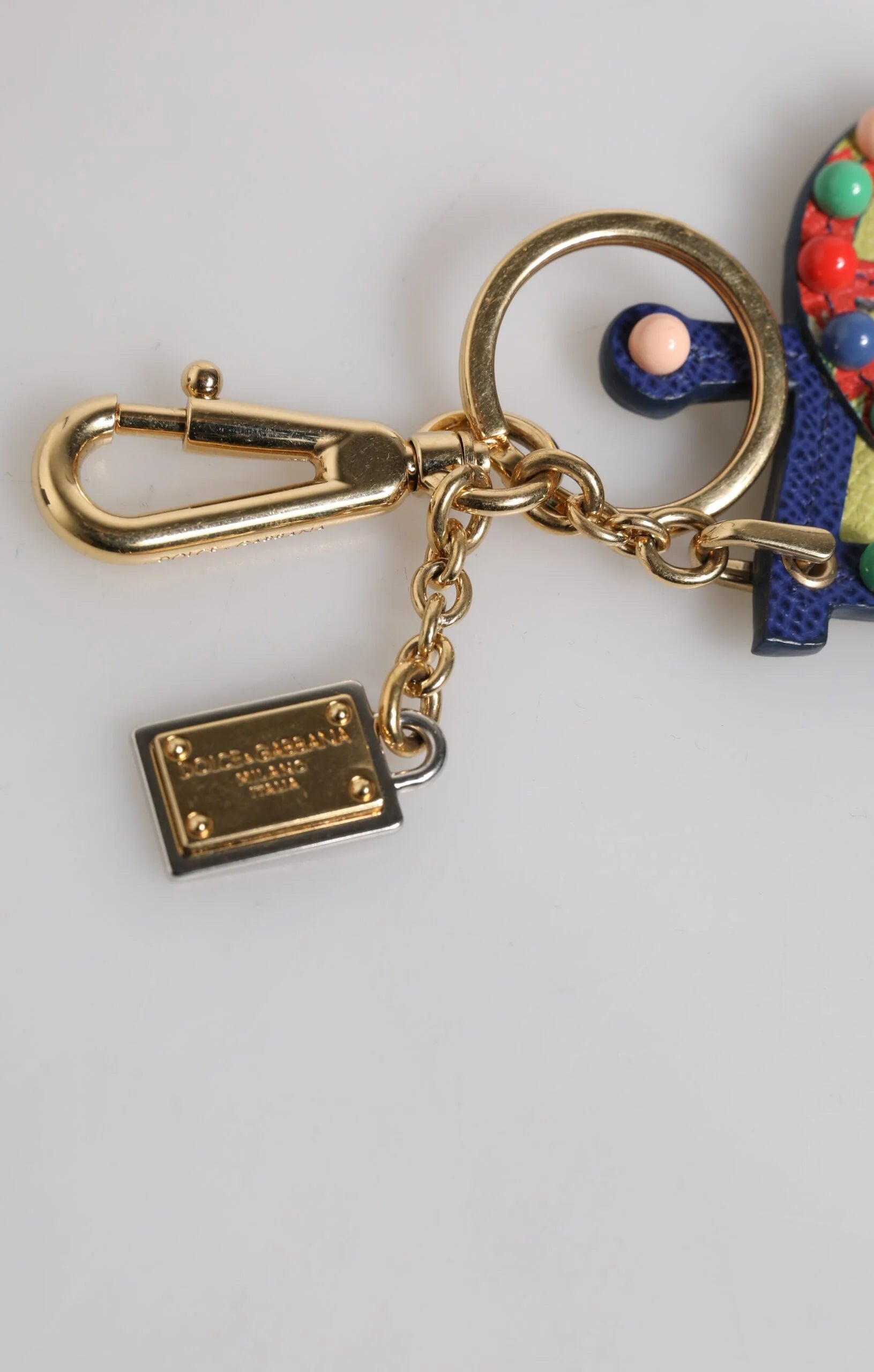 Dolce & Gabbana Multicolor Gold Tone Carretto Keychain Keyring - Keychains
