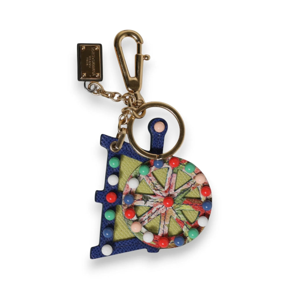 Dolce & Gabbana Multicolor Gold Tone Carretto Keychain Keyring - Keychains