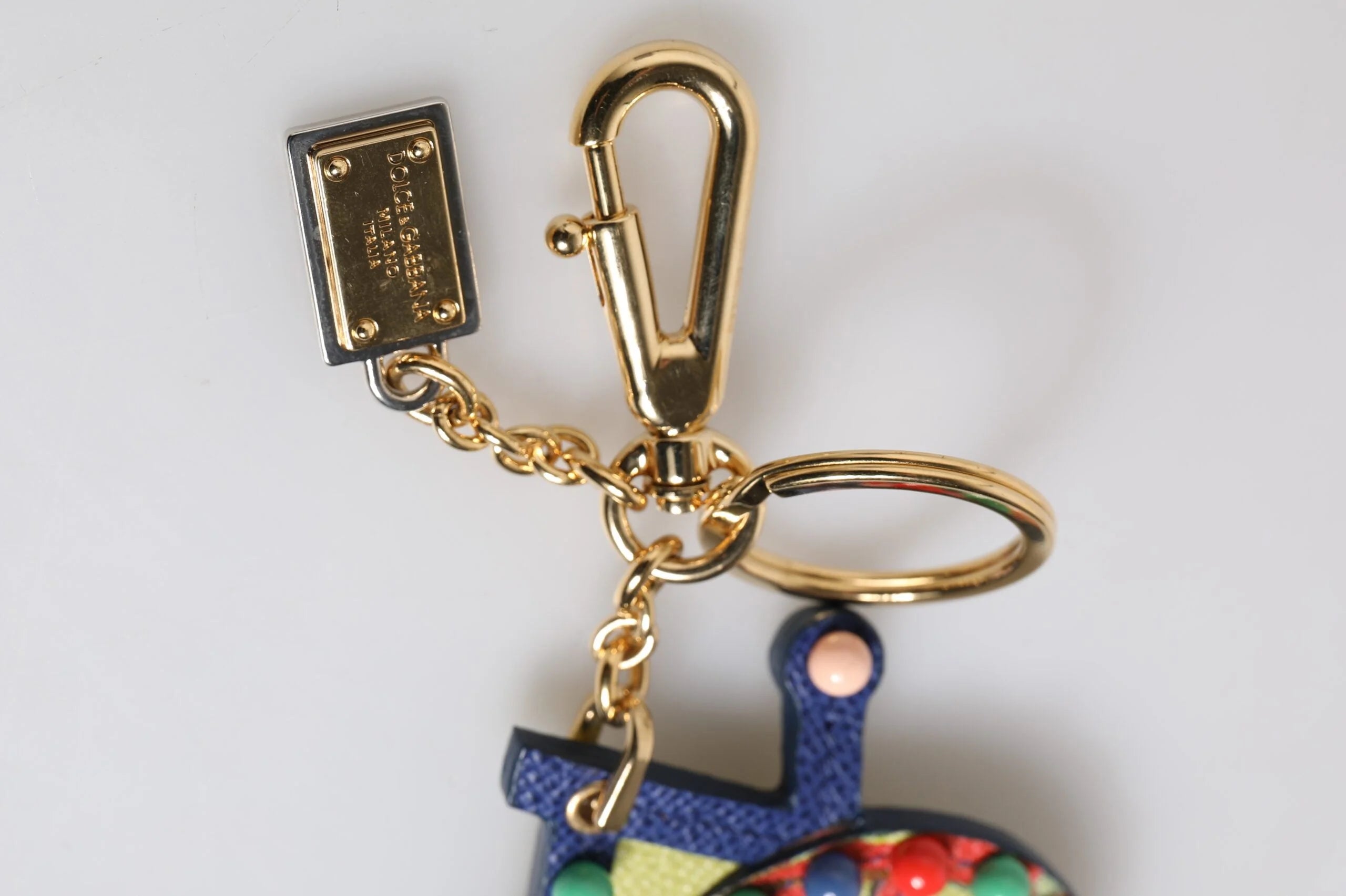 Dolce & Gabbana Multicolor Gold Tone Carretto Keychain Keyring - Keychains