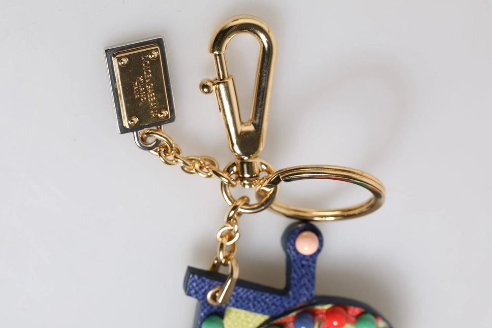Dolce & Gabbana Multicolor Gold Tone Carretto Keychain Keyring - Keychains