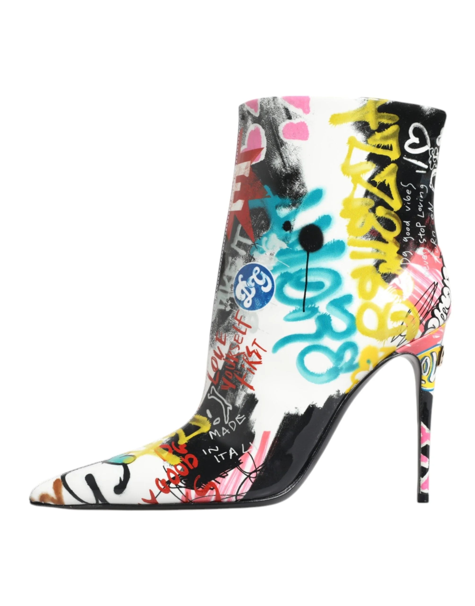Dolce & Gabbana Multicolor Graffiti Keira Mid Calf Boots Shoes - EU39/US8.5 - Boots