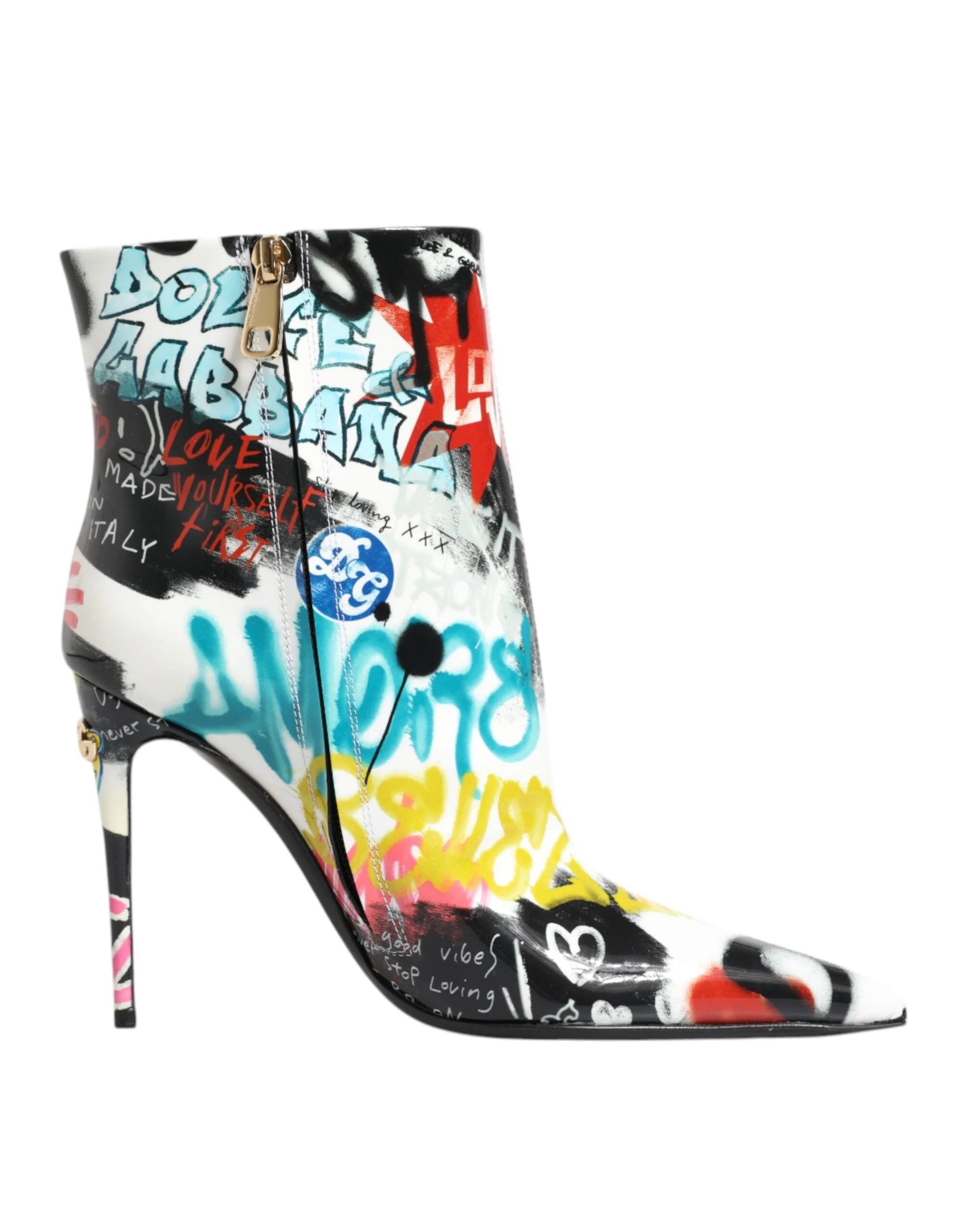Dolce & Gabbana Multicolor Graffiti Keira Mid Calf Boots Shoes - EU35/US4.5