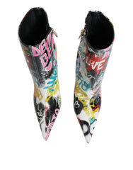 Dolce & Gabbana Multicolor Graffiti Keira Mid Calf Boots Shoes - EU35/US4.5